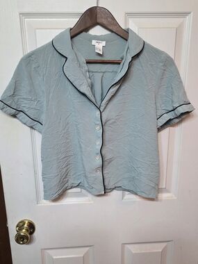 Forever 21 Set - Mint Blue Short Sleeve Button-Up Top with Shorts